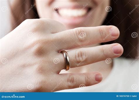 Wedding Ring On Women Finger Stock Photo - Image: 18374750