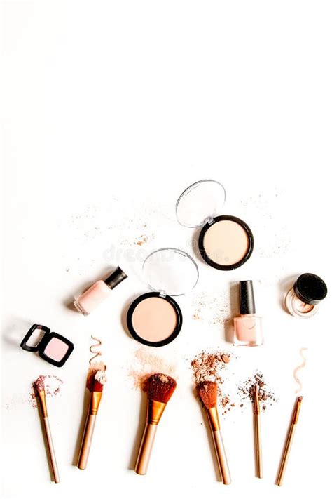 Decorative Cosmetics Nude On White Background Top View Stock Image