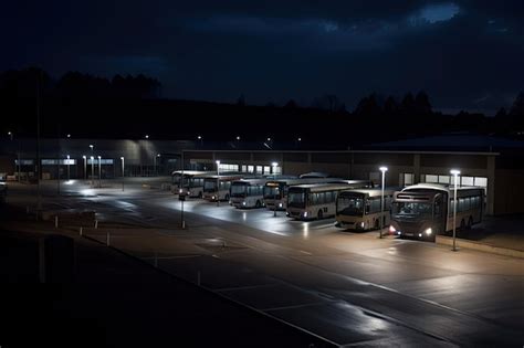 Premium Photo | Bus depot at night with its lights illuminating the ...