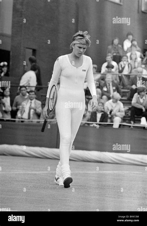 American tennis player Anne White in action wearing her white skin ...