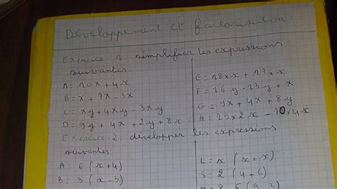 D Veloppement Et Factorisation Exercices Math Ac