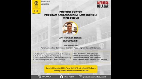 SIDANG PROMOSI DOKTOR ARIF RAHMAN HAKIM YouTube