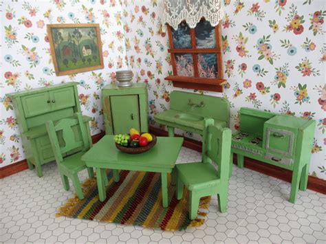 Vintage Schoenhut Miniature Dollhouse Furniture Complete Etsy