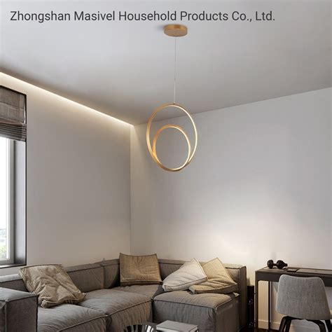 Masivel Lighting Double Layer Circles Gold Pendant Light Aluminum