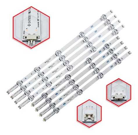 Kit 8 Barras De Led Compatível 47lb5500 47lb5600 47lb5800 47lb6500