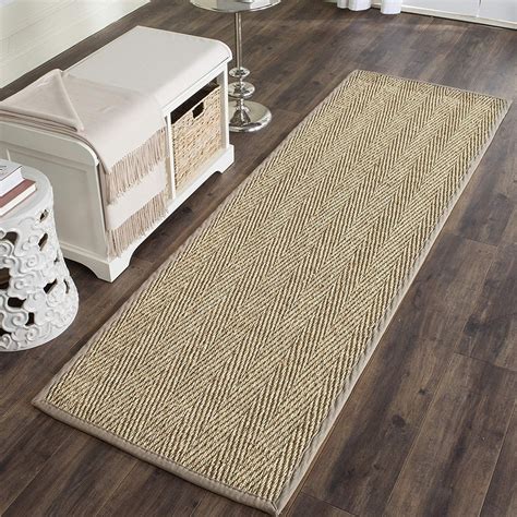 Safavieh Natural Fiber Collection Nf115p Herringbone Natural And Grey Seagrass Runner 2 6 X 12