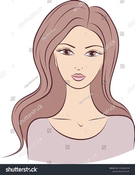 Female Portrait Lady Long Brown Hair Stock Vector Royalty Free 2224046539 Shutterstock