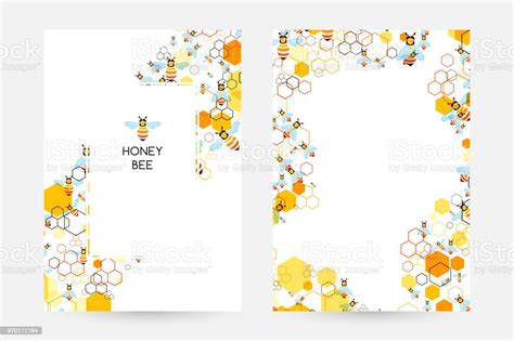 Honeycombs And Bee Design Collection Vector Illustration Stock