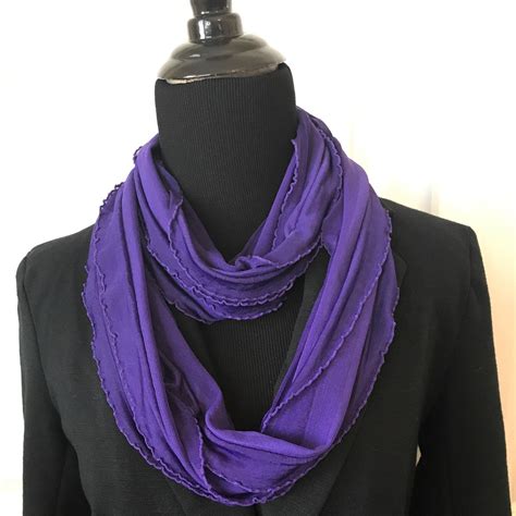 New Gorgeous Dark Purple Ruffle Knit Infinity Scarf Adds Just The