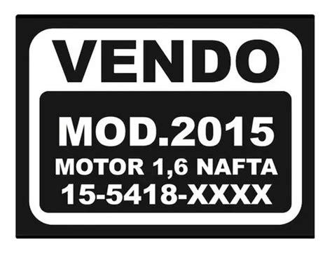 Sticker Vendo Auto Cartel Calco Vinilo Plotter Autoadhesivo Mercadolibre