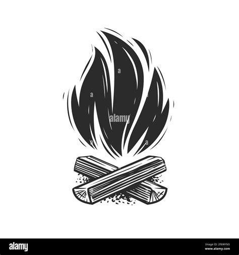 Símbolo de fogata Chimenea fuego y leña Ilustración vectorial Imagen