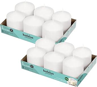 Amazon BOLSIUS 12 White Pillar Candles Bulk 3x3 Inches Candle