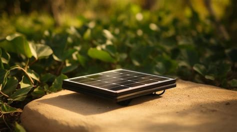 Premium Photo Solar Powered Device On Top Of Rock