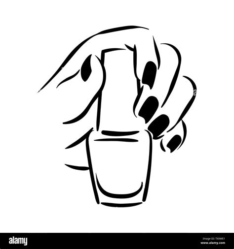 Vector Hand Drawn Illustration Of Manicure And Nail Polish On Woman