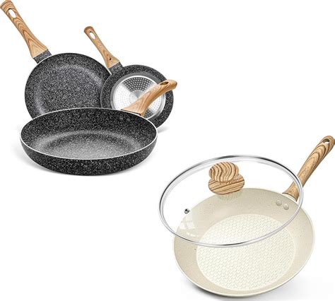 Michelangelo Frying Pan Set 8 9 5 11 10 Inch Frying Pan With Nonstick Granite