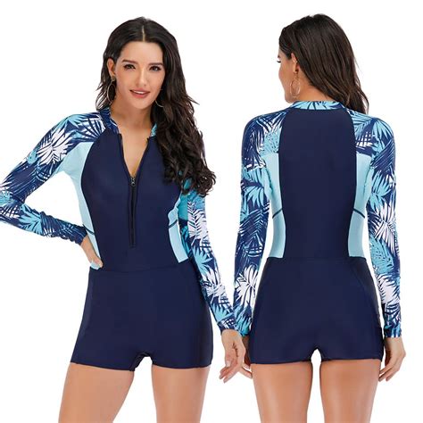 Buy Surfing Diving One Piece Swimsuit Custom Bathing Suit Sexy Surf Long Sleeve Swimwear Rash