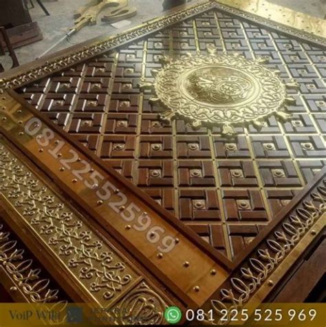 Pintu Masjid Nabawi Jati Asli Ukiran Dan Kuningan Ukir Tempel