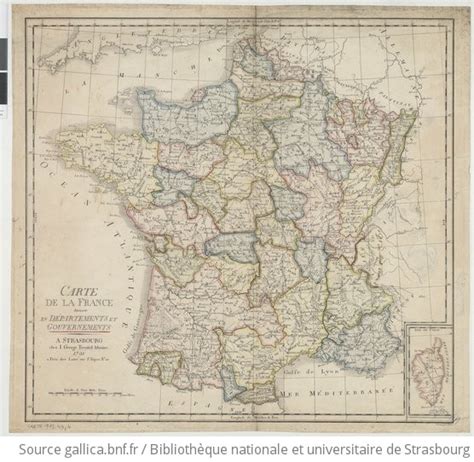 Carte de la France divisée en départements et gouvernements gravé par