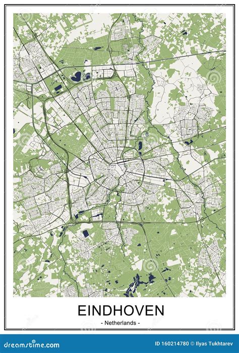 Map of the City of Eindhoven, Netherlands Stock Illustration ...