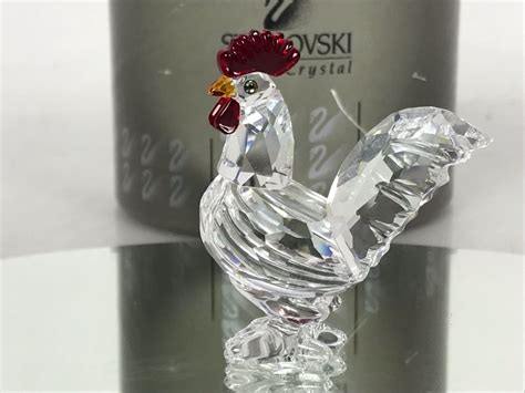 Swarovski Silver Crystal Rooster Cockerel Figurine With Original Box