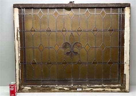 Antique Fleur De Lis Stained Glass Window Dixon S Auction At Crumpton