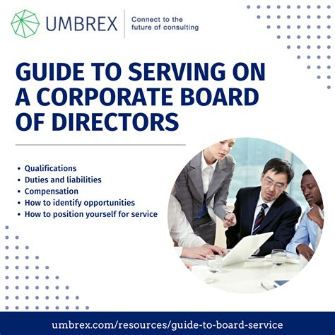 Guide To Serving On A Companys Board Of Directors Umbrex