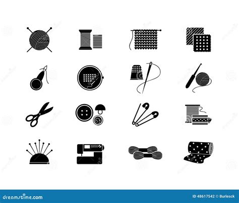 Needlework Icons For Sewing Knitting Needlework Stock Vector Image