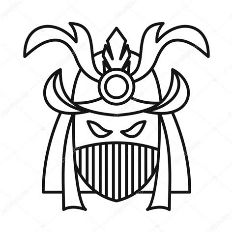 Japanese samurai mask icon, outline style — Stock Vector © ylivdesign #122496488