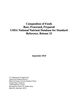 Fillable Online Ars Usda Composition Of Foods Raw Processed Prepared