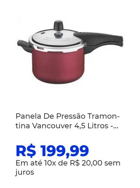 Panela De Pressão Tramon tina Vancouver 4 5 Litros oferta na Lojas