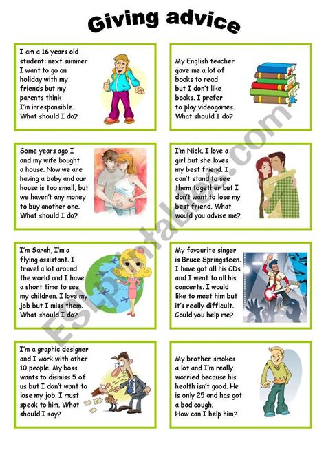 Giving Advice Esl Worksheet By Silvia Patti