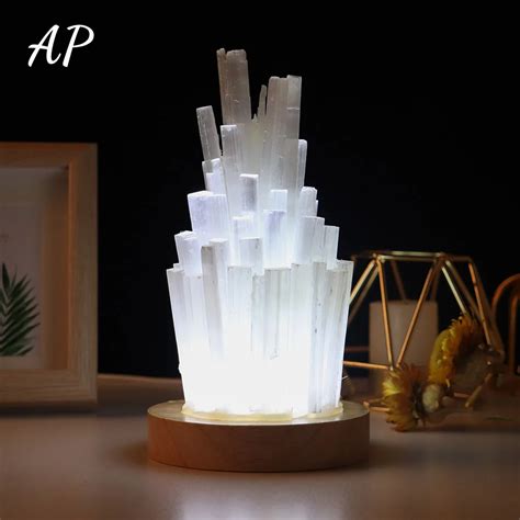 Natural Crystal Selenite Stone Healing Gemstones Lamp Energy Jewelry