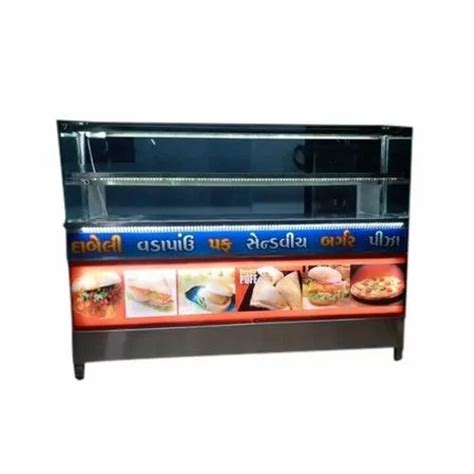 Stainless Steel And Glass Rectangular Restaurant Food Display Counter