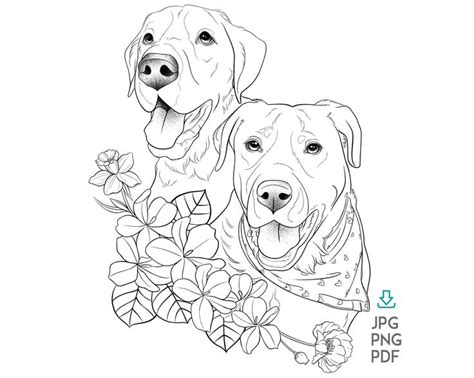 Custom Pet Tattoo Line Drawing, Dog Cat ANY Pet Tattoo - Digital Portrait