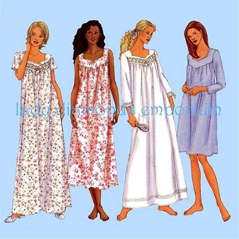 Butterick Womens Short Or Long Babydoll Style Nightgown Pajamas