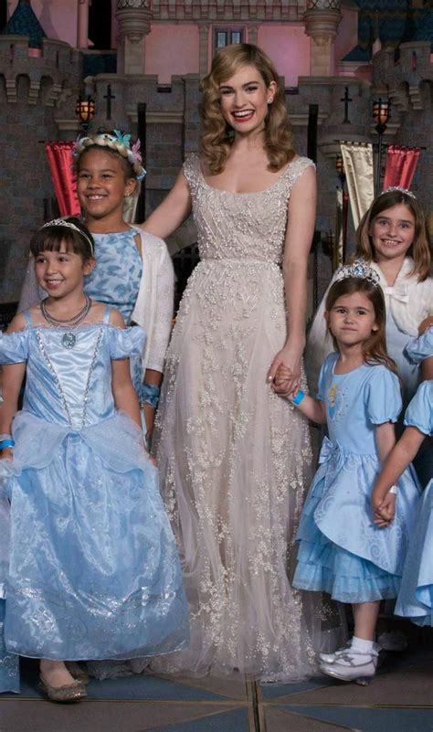 Lily James In Elie Saab Couture Attends The Disneyland Screening Of