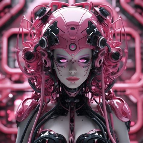 Premium Ai Image A Woman With Pink Hair And A Robot Head