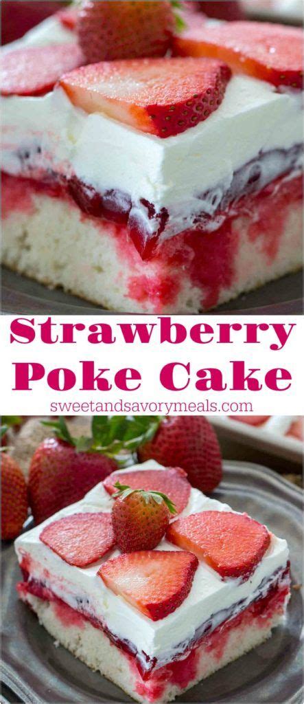 Strawberry Poke Cake Is Made With White Cake Soaked With A Mixture Of White Chocolate