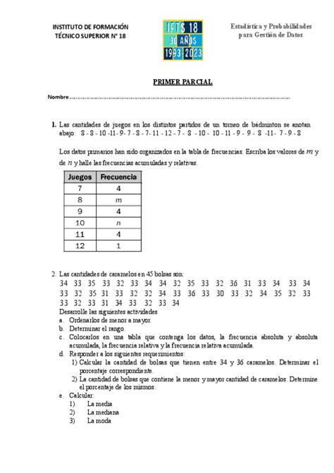 Segundo Parcial Estadistica Pdf