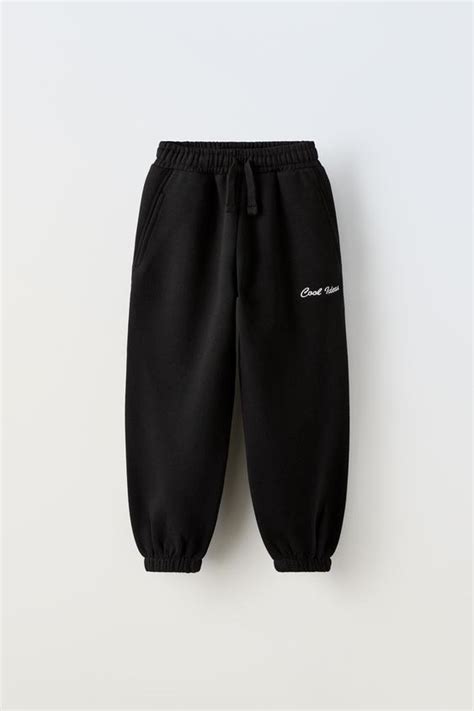 Embroidered Plush Jersey Trousers Black Zara Singapore