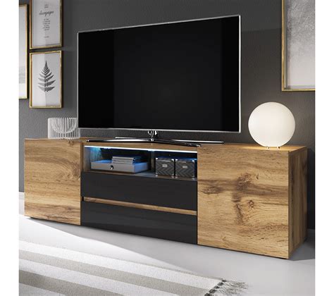 Bros Meuble Tv Banc Tv Ch Ne Wotan Noir Brillant Cm Avec