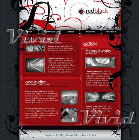 Red Black Website Template - Vivid Frames