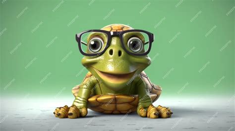 Premium Photo Turtle Wearing Glasses Generative Ai