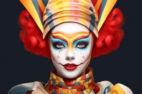 Premium Ai Image A Woman Dressed As A Clown With Bright Red Hair