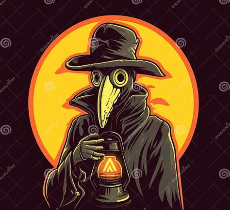 A Cartoon Image Of A Plague Doctor With A Black Coat And A Black Hatai