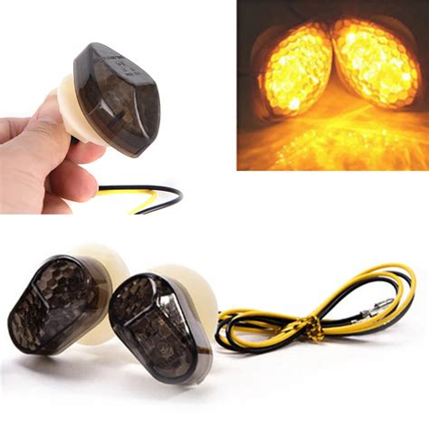 Pair V Motorcycle Smoke Flush Mount Super Bright Led Turn Signal