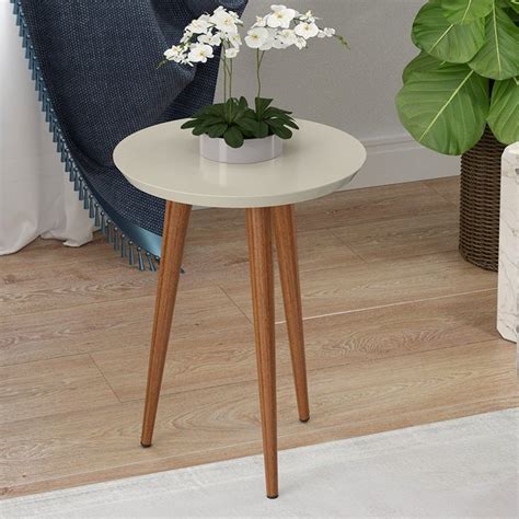 Mesa Lateral Canto Para Sala Redonda Luna Patrimar Off White Lojas Edmil