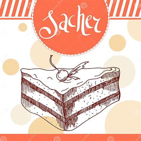 Sacher Vector Illustration Bakery Design Beautiful Card With