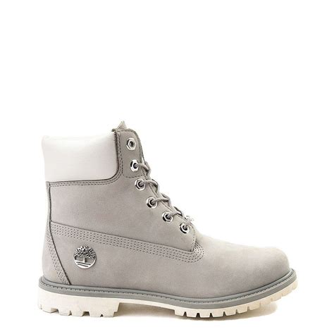 Womens Timberland 6 Metallic Collar Premium Boot Gray White