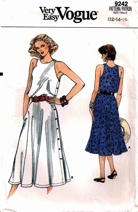 Sewing And Needlecraft Vintage 80s Vogue Pattern 9830 Misses Dress Very Easy Vogue Size 8 10 12